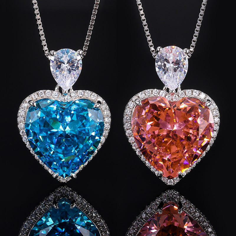 High carbon diamond temperament light luxury pendant heart-shaped main stone 15 * 15