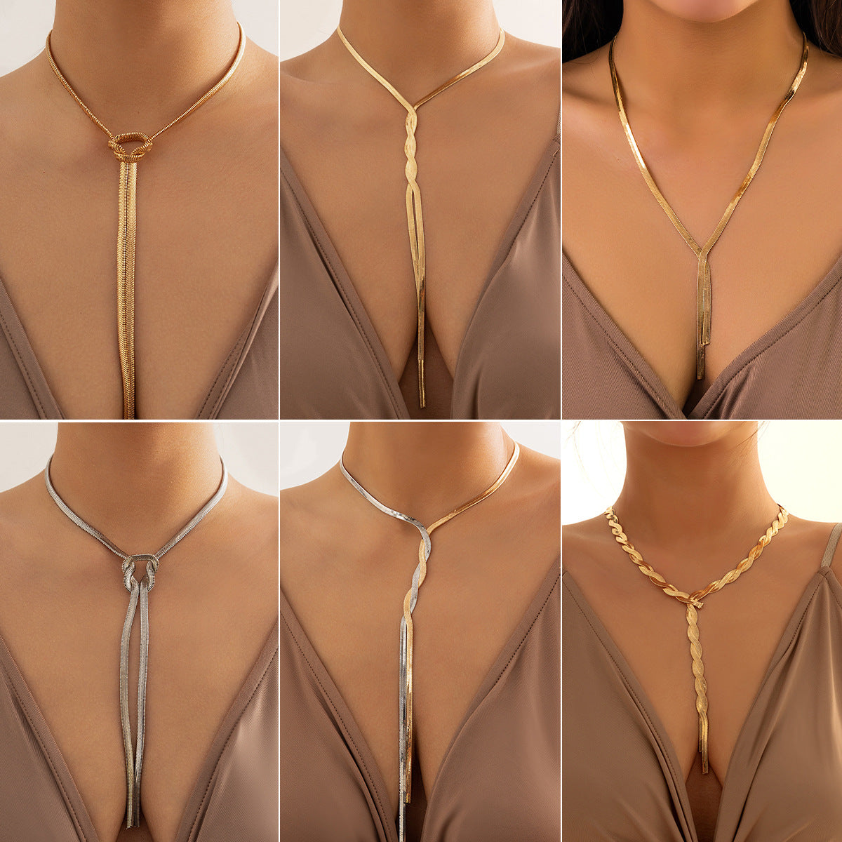 Simple and long Snake Bone Chain Neck Chain