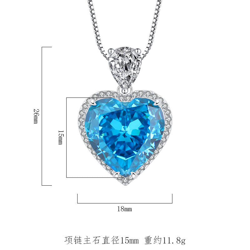 High carbon diamond temperament light luxury pendant heart-shaped main stone 15 * 15