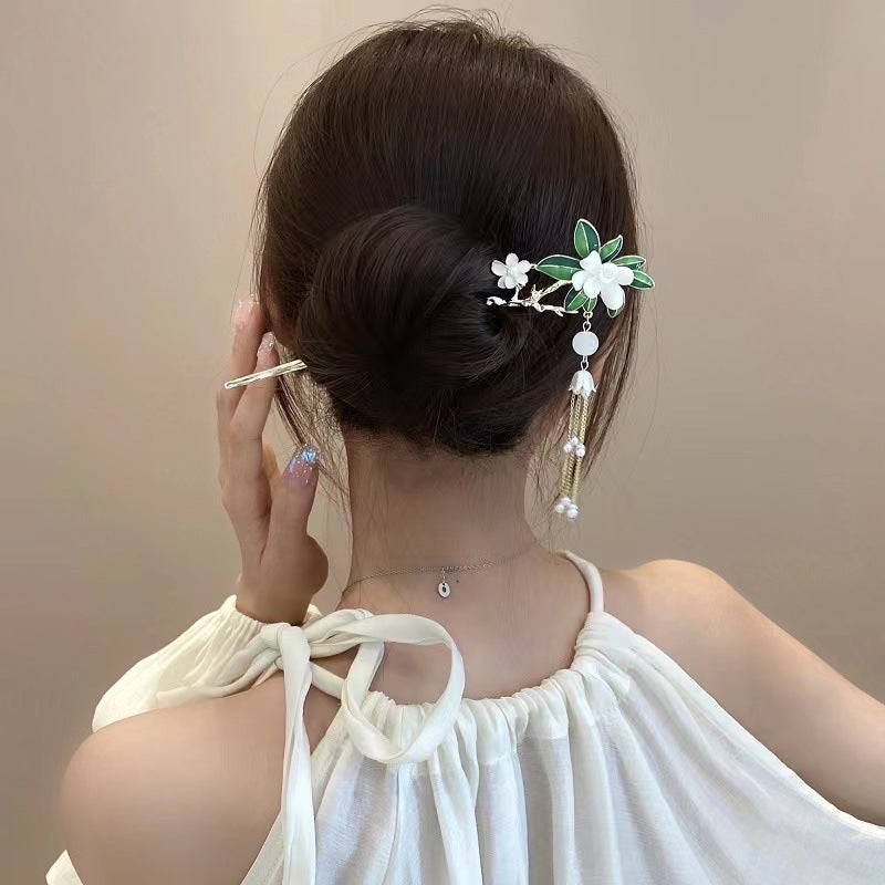 New vintage Gardenia jasminoides tassel hairpin New Chinese hairpin