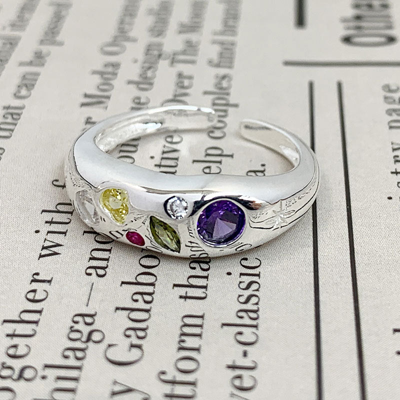 New S925 Sterling Silver Ring Love Zircon Ring