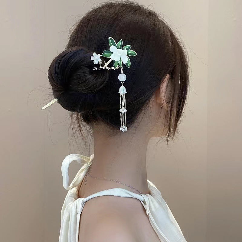 New vintage Gardenia jasminoides tassel hairpin New Chinese hairpin