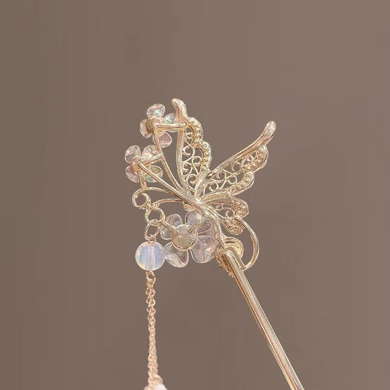 Butterfly pearl fringe hairpin shake hair hairpin gas hairpin headwear