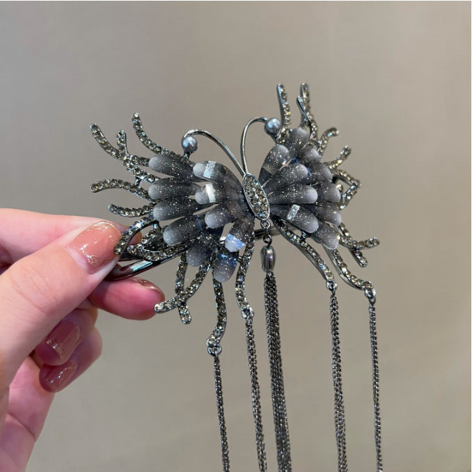 Zinc alloy hair accessories, original heavy work, dark butterfly flow hair clip