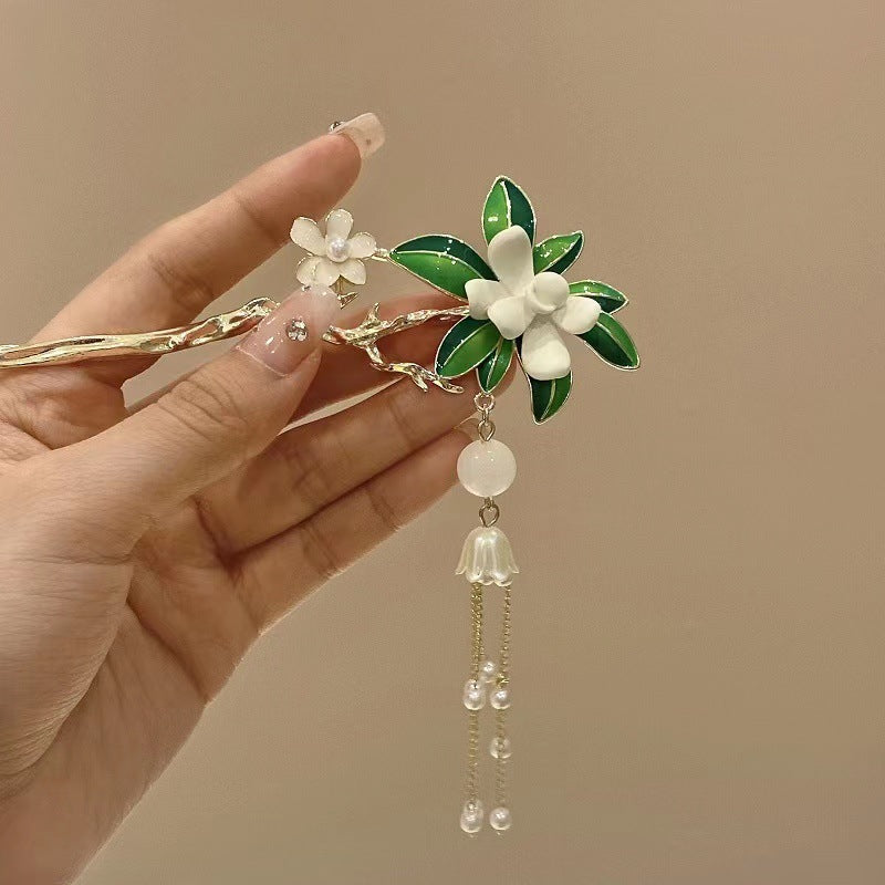 New vintage Gardenia jasminoides tassel hairpin New Chinese hairpin