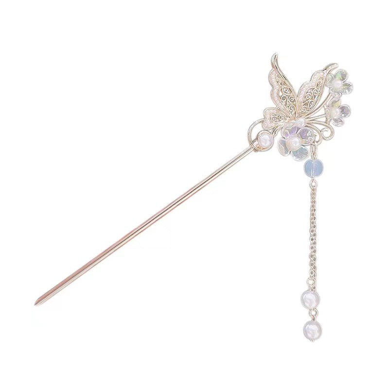 Butterfly pearl fringe hairpin shake hair hairpin gas hairpin headwear