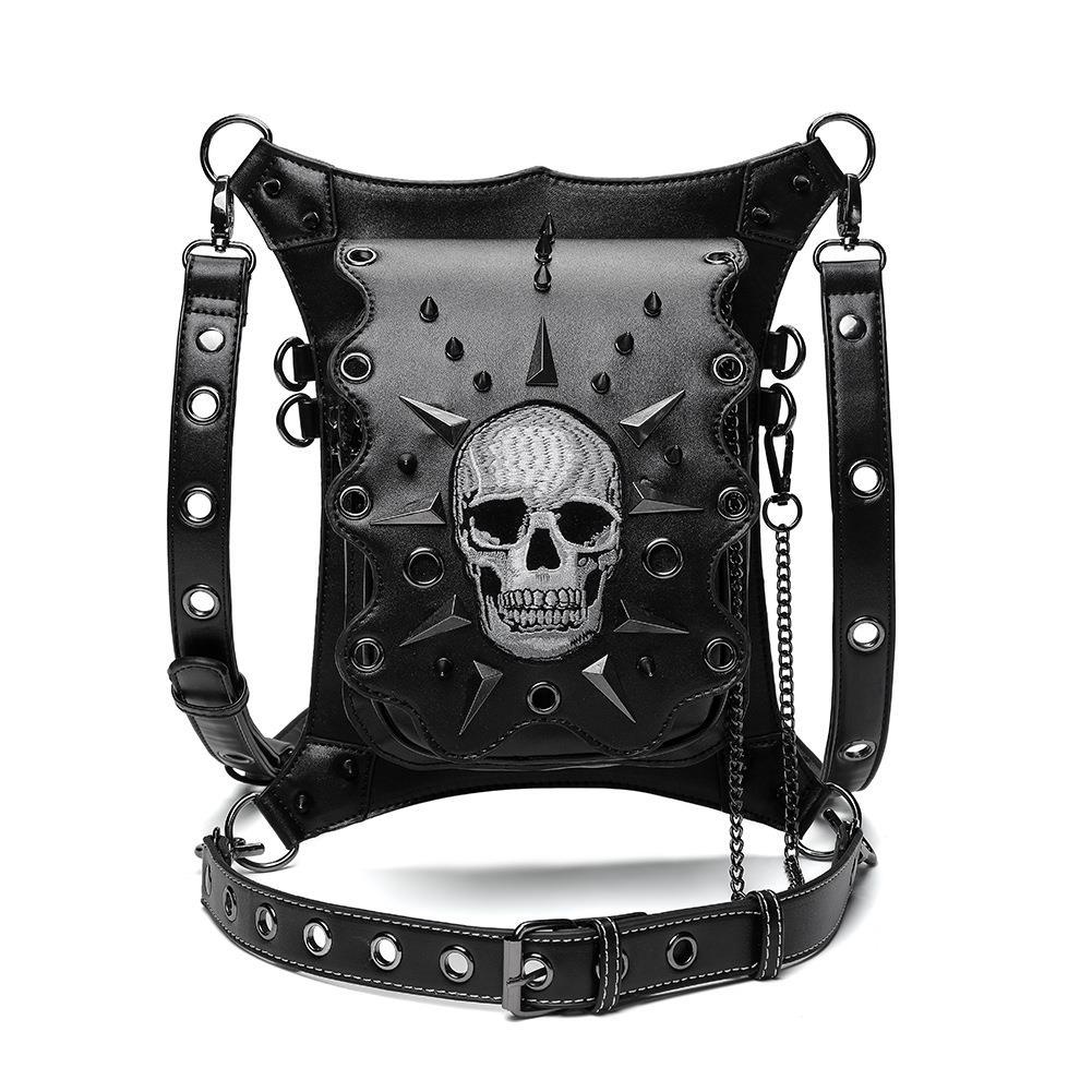 Punk Skull Women's One Shoulder Crossbody Bag Outdoor Travel Chain Bag