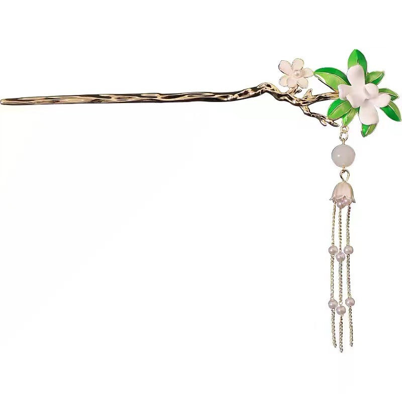 New vintage Gardenia jasminoides tassel hairpin New Chinese hairpin