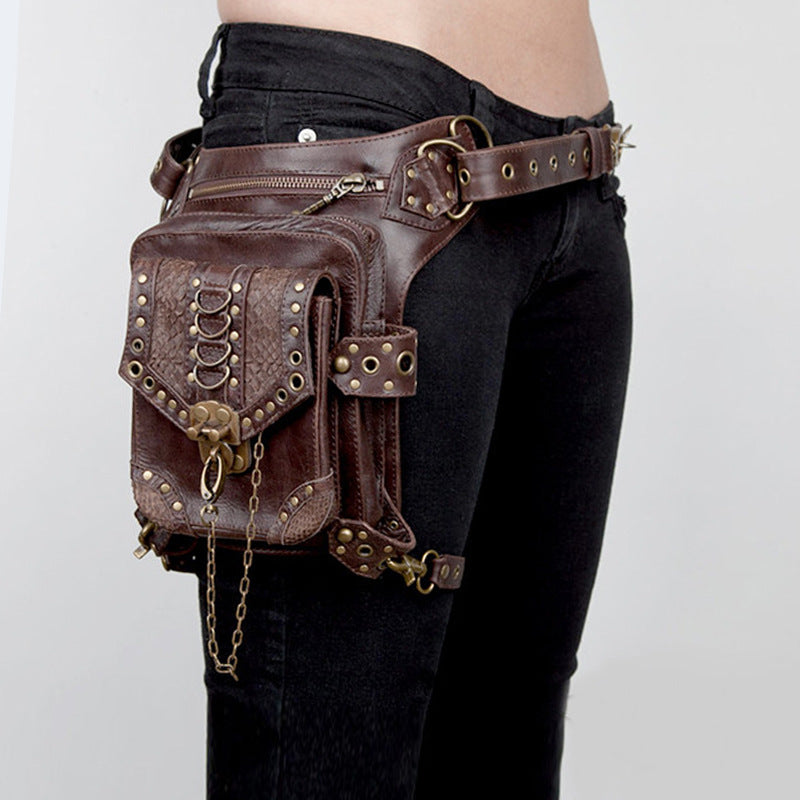 Steampunk motorcycle bag men's and women's messenger bag mini travel waist bag