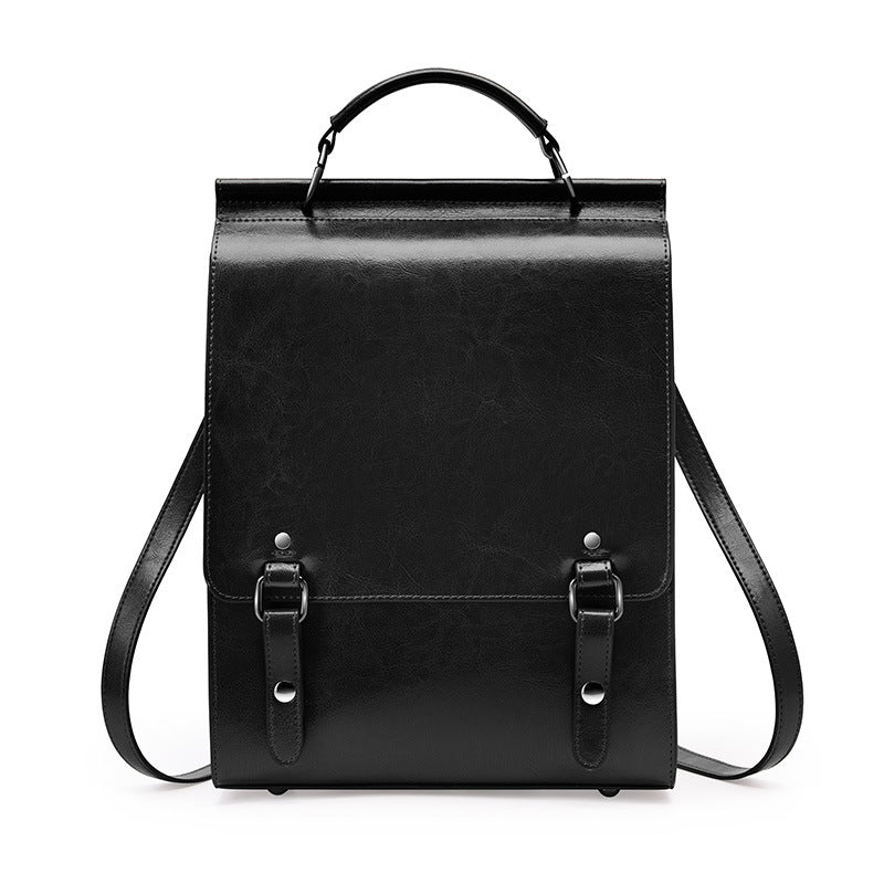 Genuine leather backpack retro computer minimalist student backpack