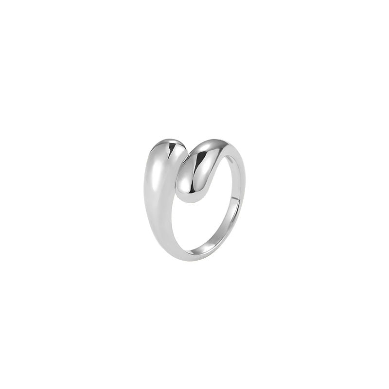 Droplet Open Ring 9S25 Sterling Silver Women's Smooth and Simple Handpiece