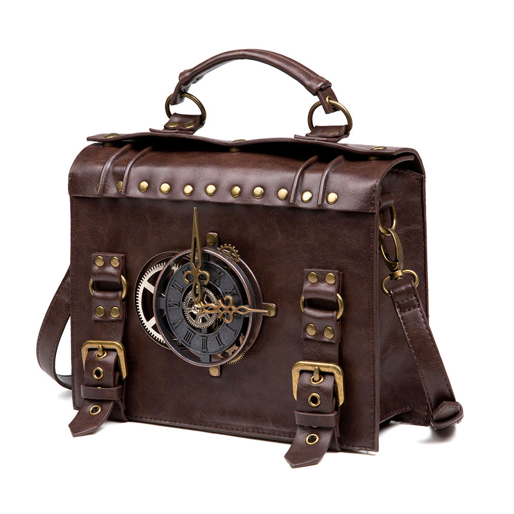 Nova bolsa de ombro feminina estilo retrô industrial punk