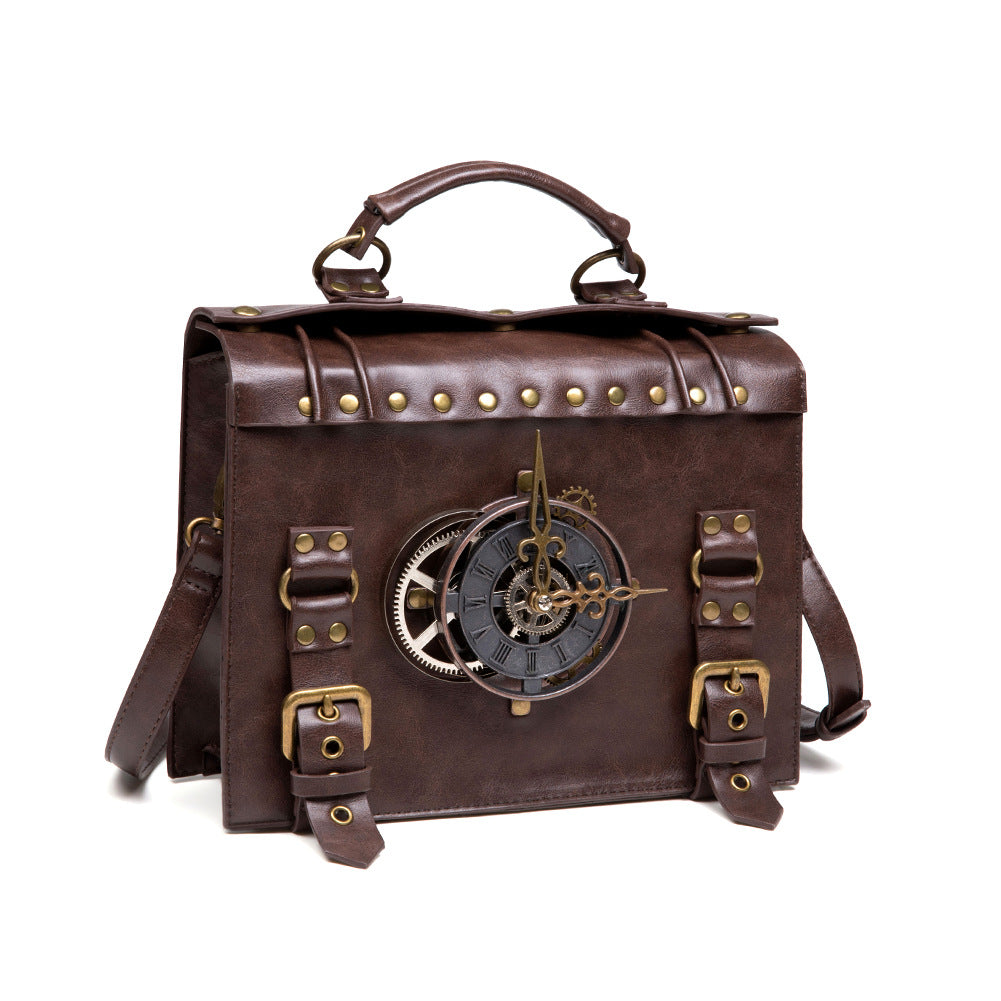 Nova bolsa de ombro feminina estilo retrô industrial punk