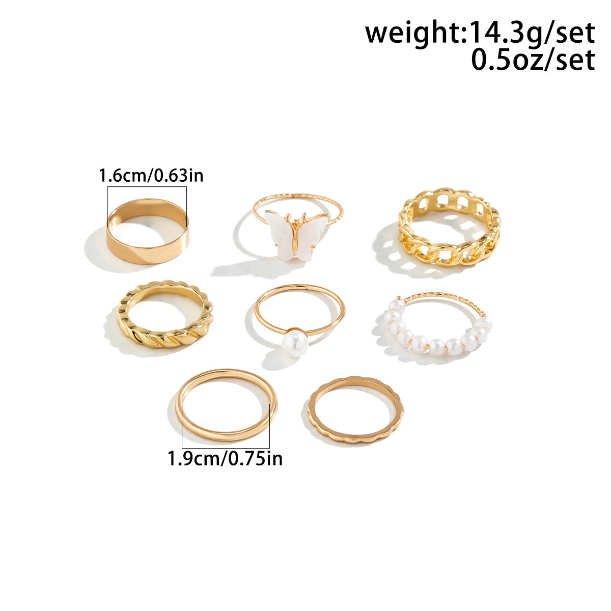 Fashion Mix and Match Geometric Hollow out Ring Set