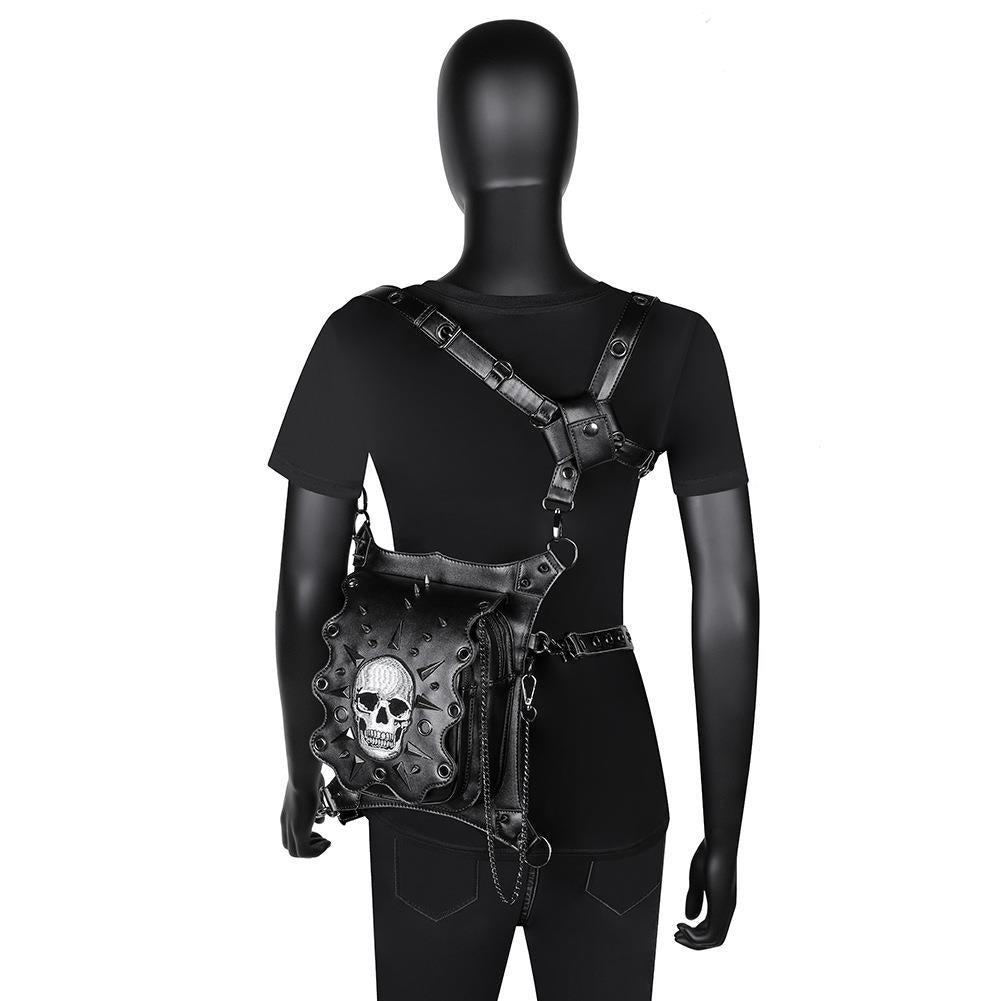 Punk Skull Women's One Shoulder Crossbody Bag Outdoor Travel Chain Bag