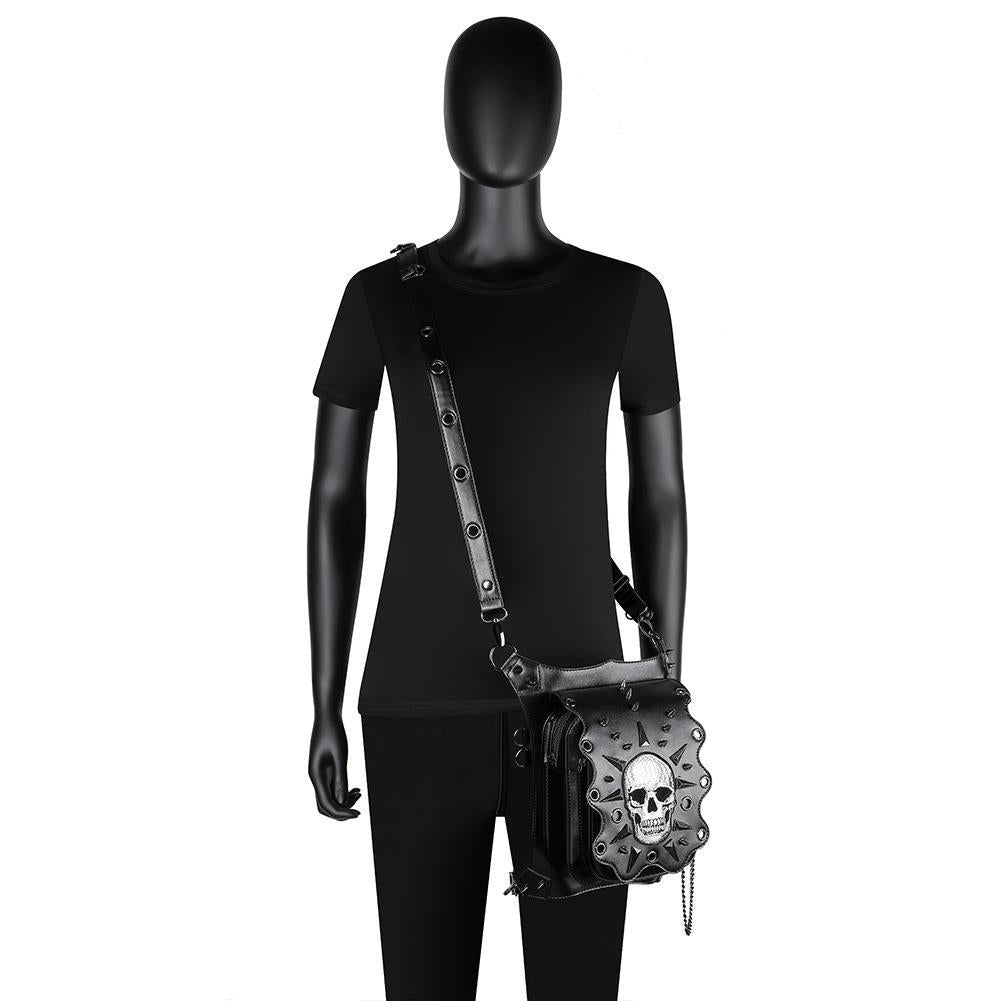 Punk Skull Women's One Shoulder Crossbody Bag Outdoor Travel Chain Bag