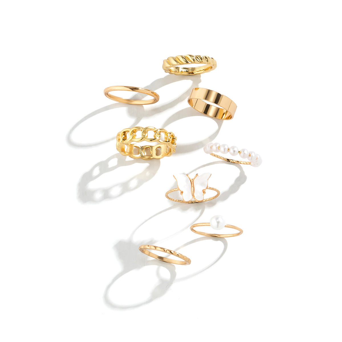 Fashion Mix and Match Geometric Hollow out Ring Set