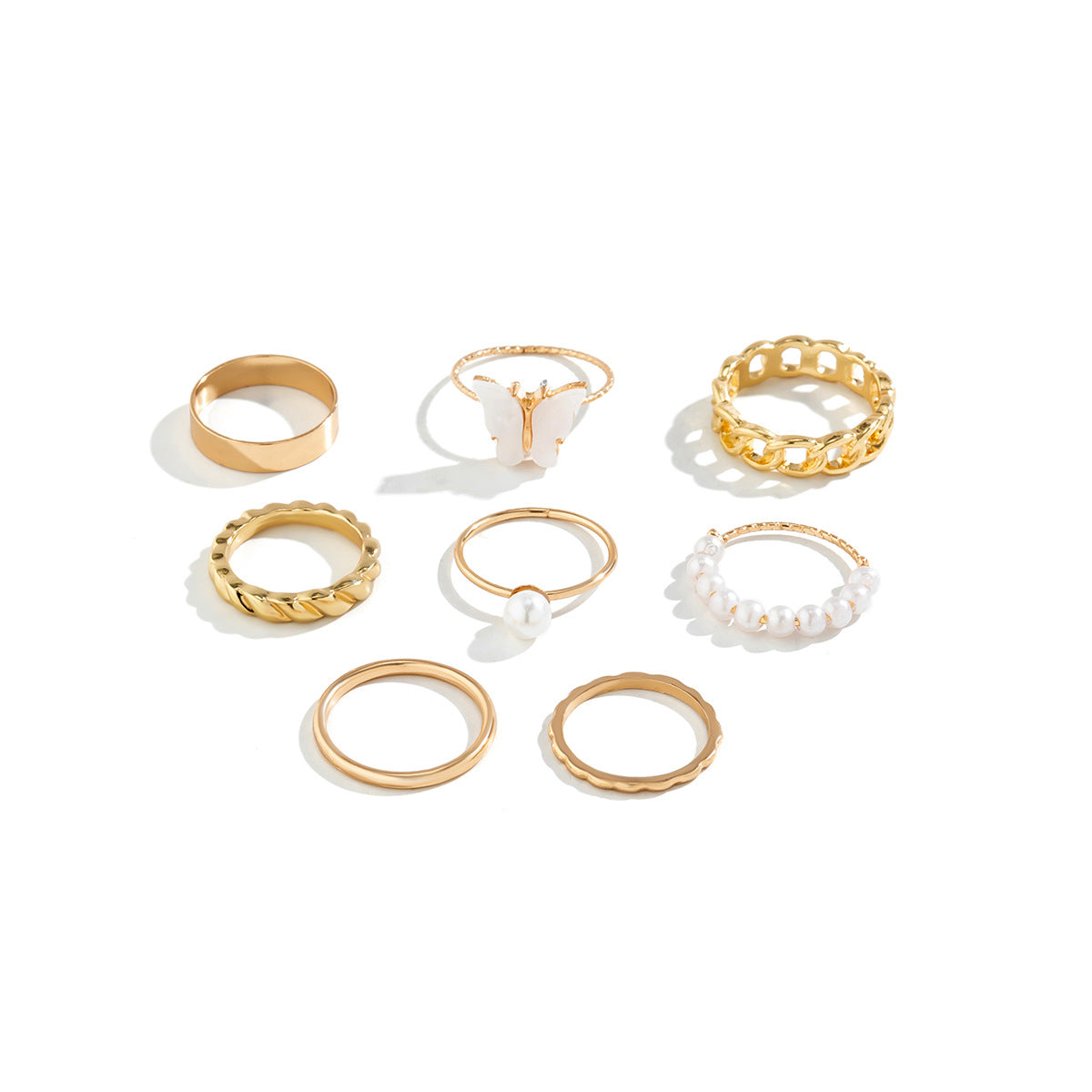 Fashion Mix and Match Geometric Hollow out Ring Set