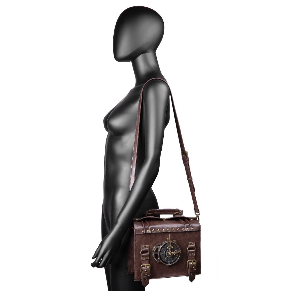 Nova bolsa de ombro feminina estilo retrô industrial punk