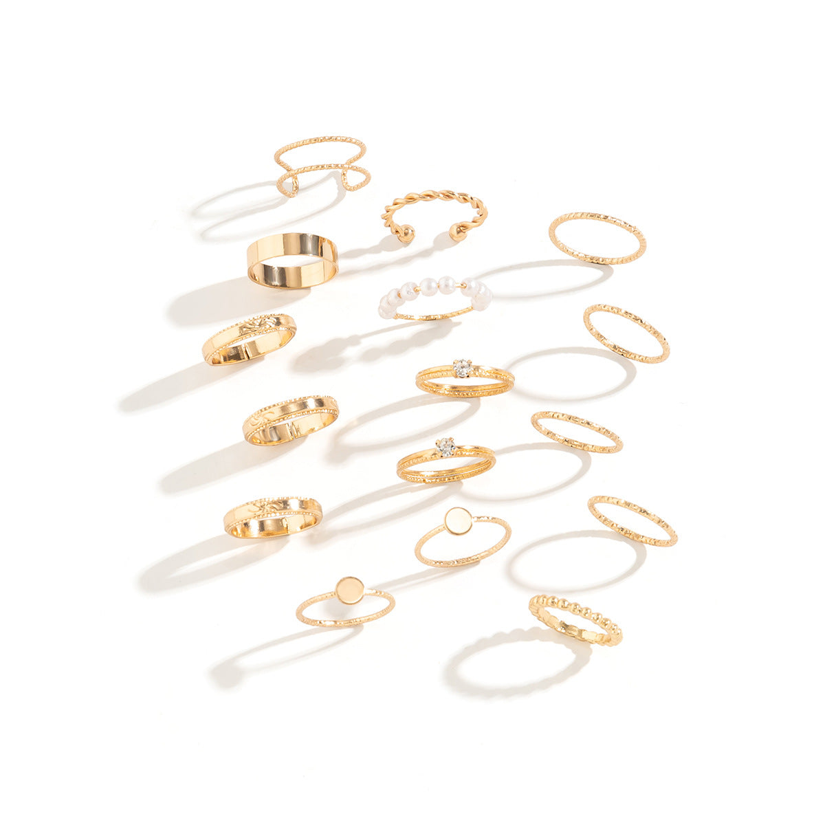 Fashion Mix and Match Geometric Hollow out Ring Set