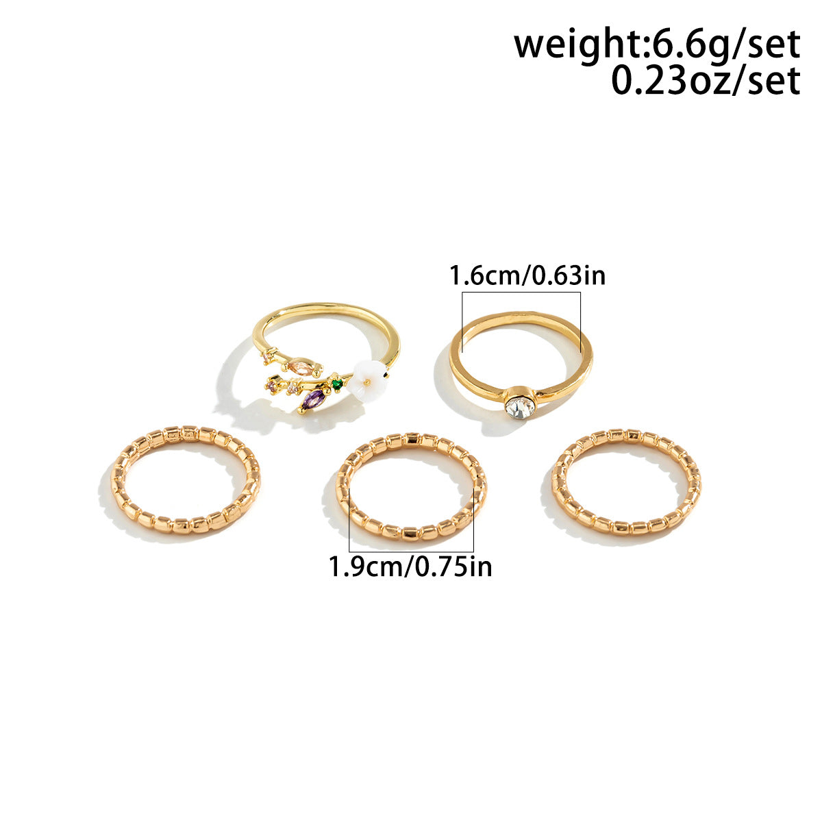 Fashion Mix and Match Geometric Hollow out Ring Set