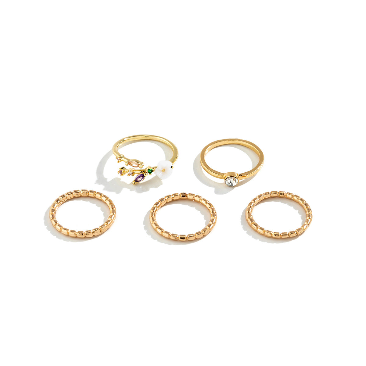 Fashion Mix and Match Geometric Hollow out Ring Set