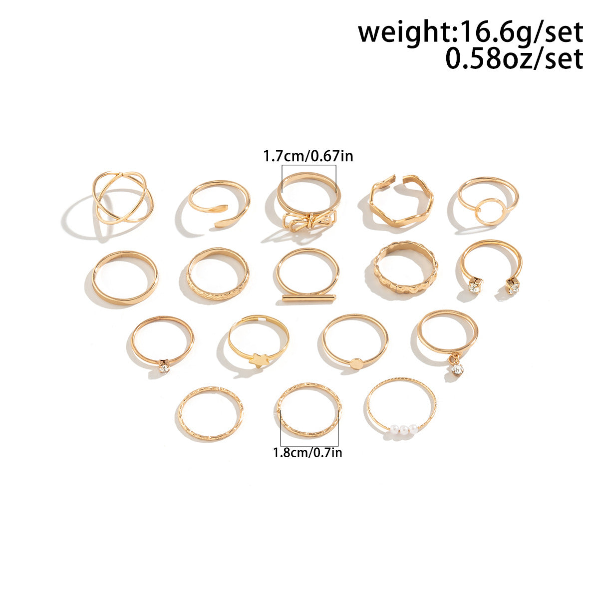 Fashion Mix and Match Geometric Hollow out Ring Set