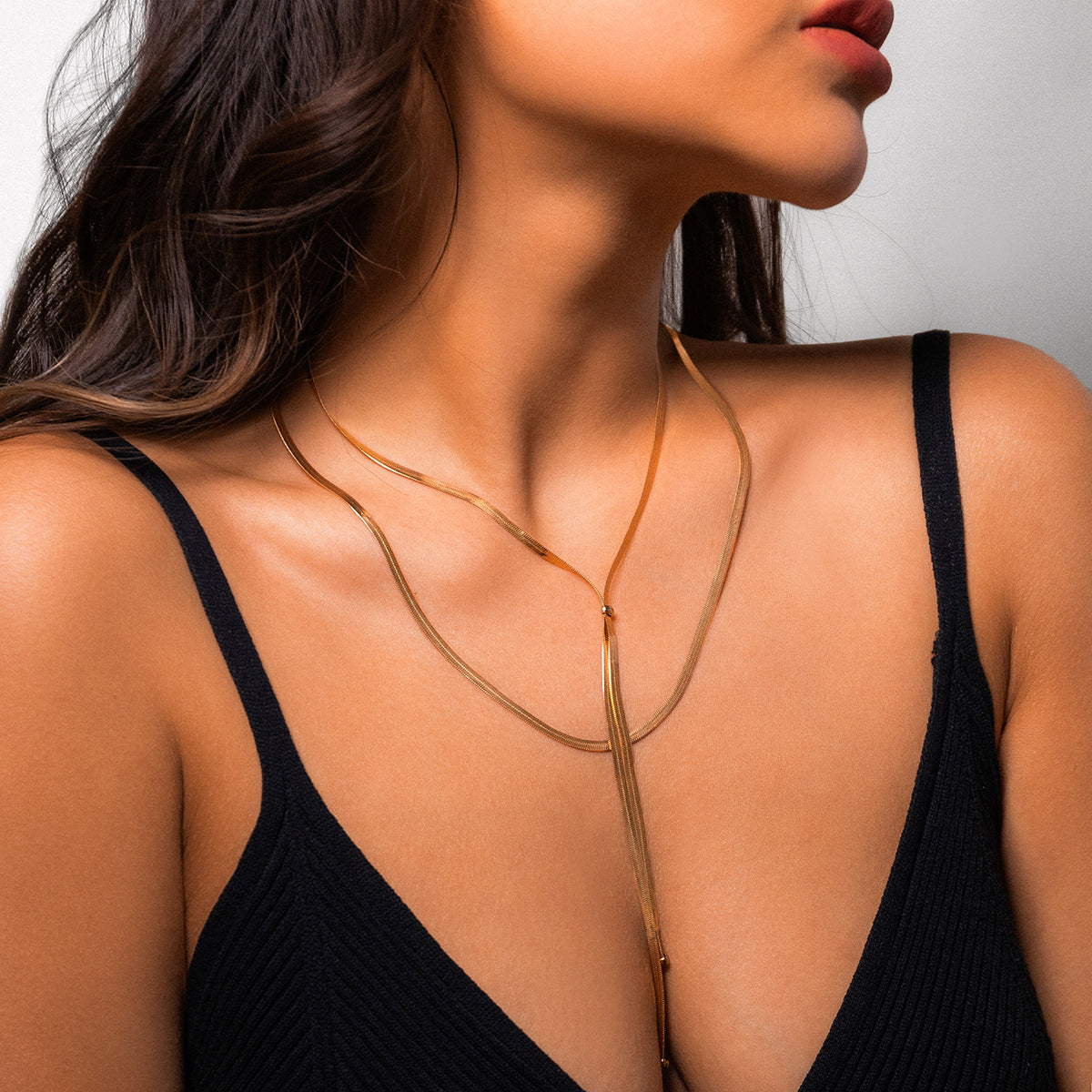 Simple and long Snake Bone Chain Neck Chain