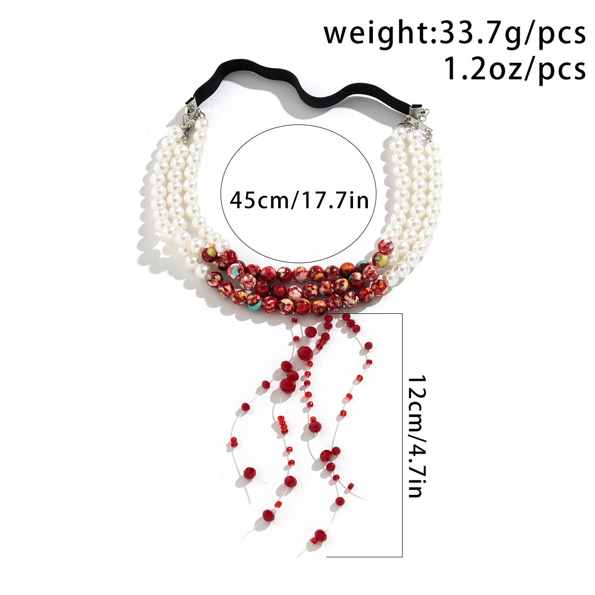 Cool Gothic Blood Drop Tassel Necklace Necklace Halloween Personalized Beaded Choker