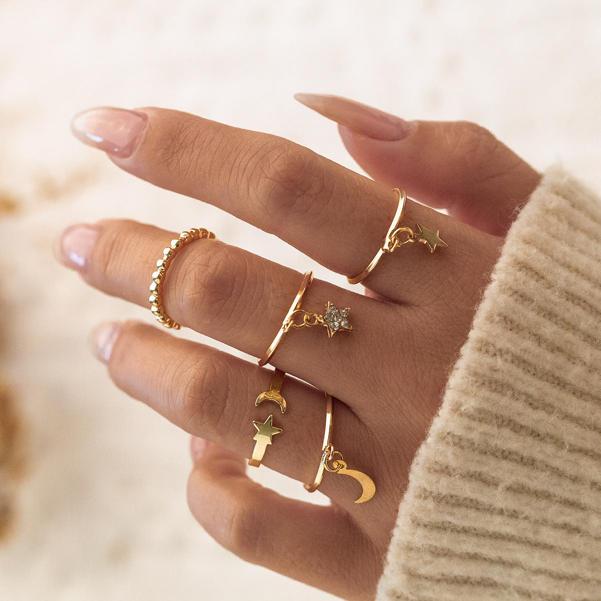 Fashion Mix and Match Geometric Hollow out Ring Set