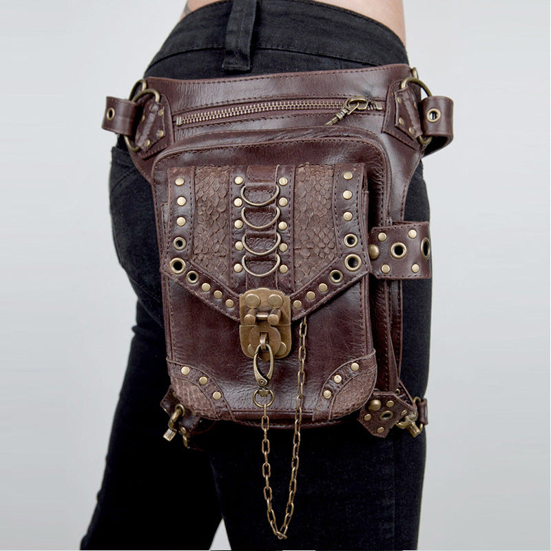 Steampunk motorcycle bag men's and women's messenger bag mini travel waist bag